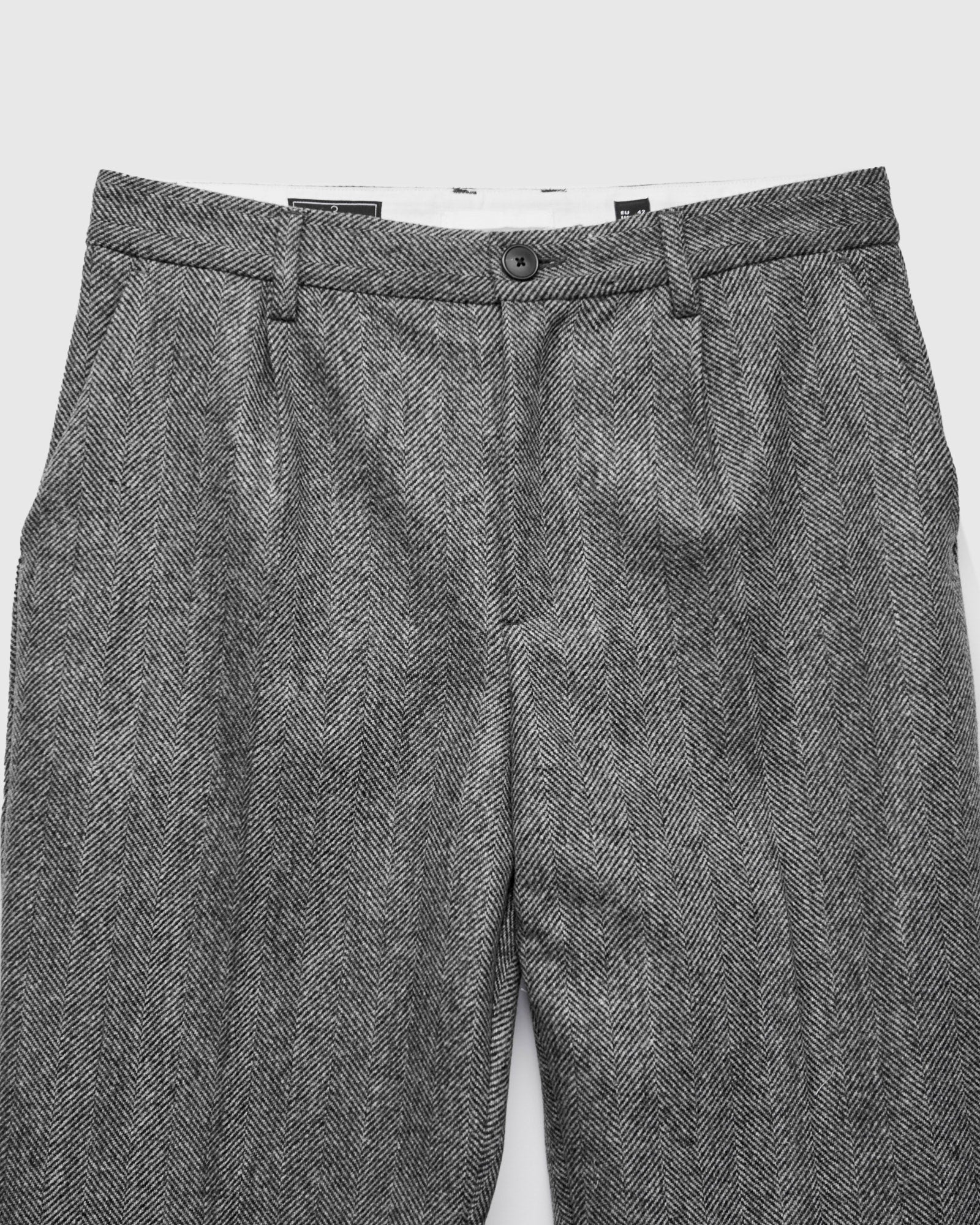 Herringbone Single Pleat Trousers in Grey – Blue Owl Workshop