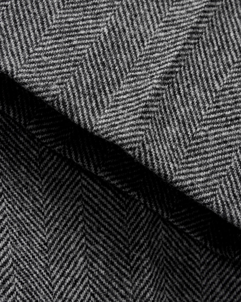 Herringbone Single Pleat Trousers in Grey