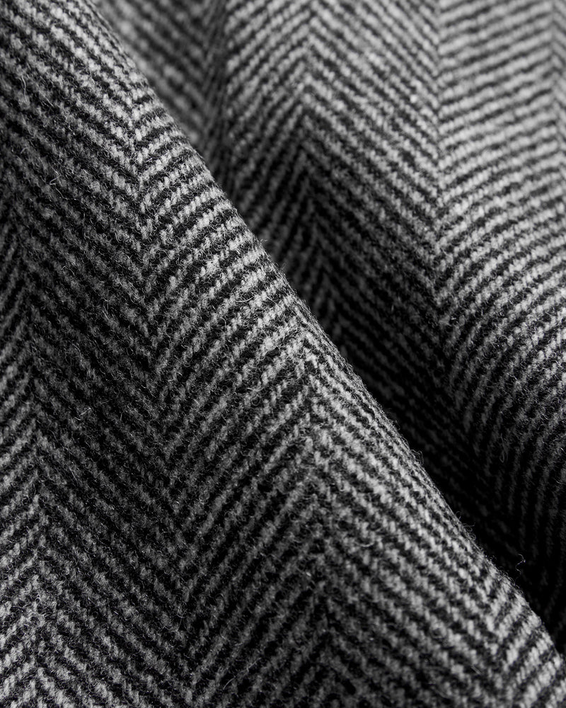 Herringbone Single Pleat Trousers in Grey