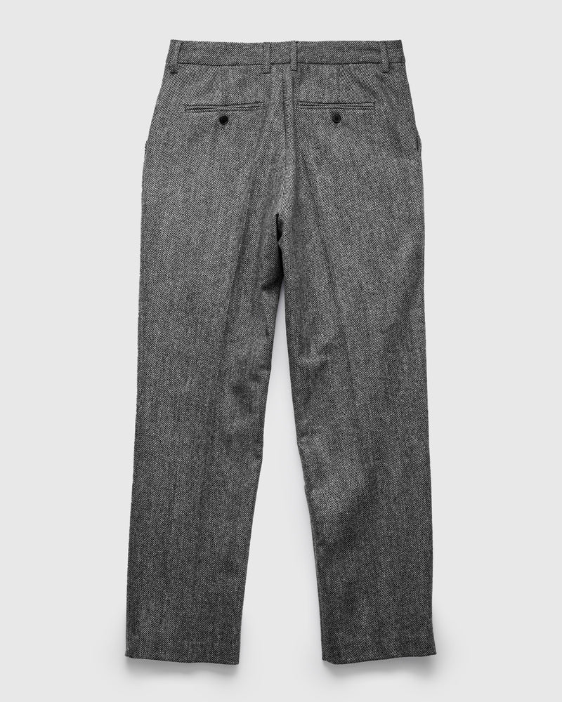 Herringbone Single Pleat Trousers in Grey
