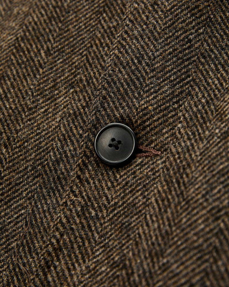 Labura Herringbone Wool Chore Coat in Brown