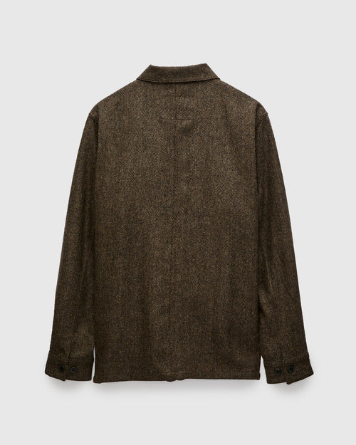 Labura Herringbone Wool Chore Coat in Brown