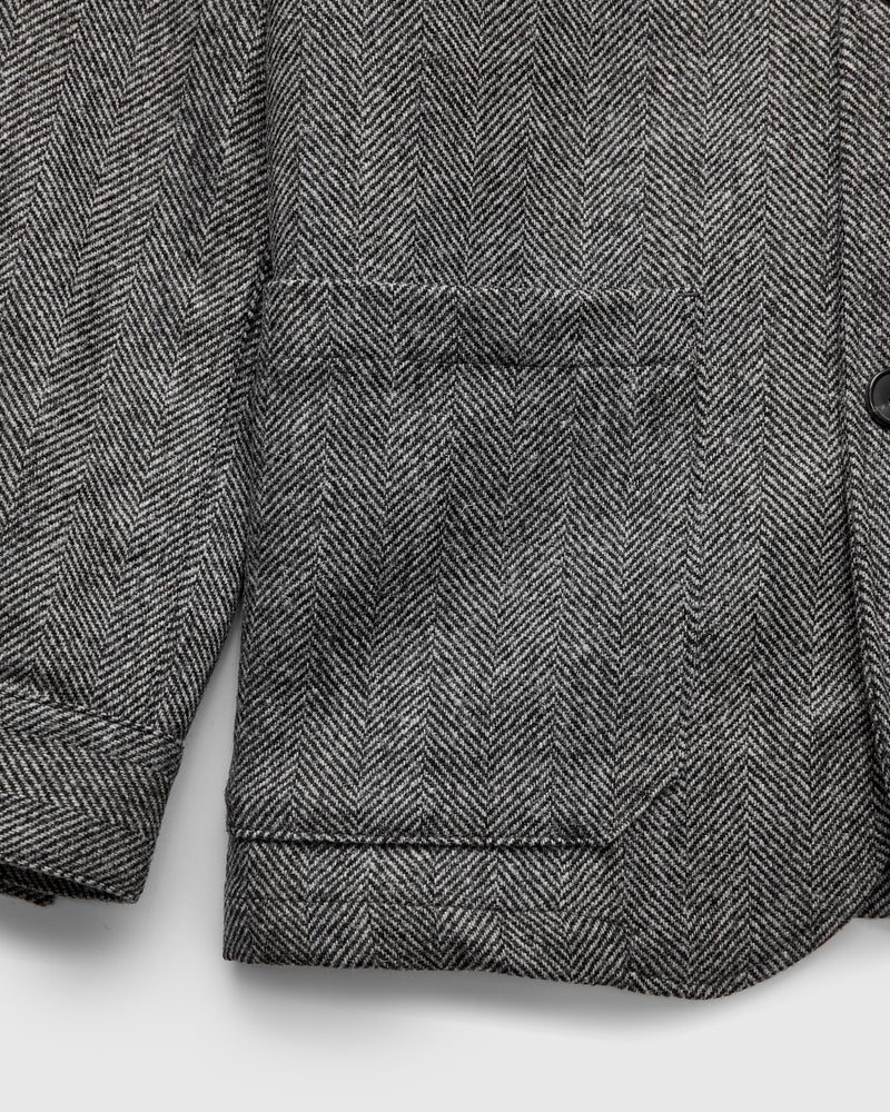 Labura Herringbone Wool Chore Coat in Grey