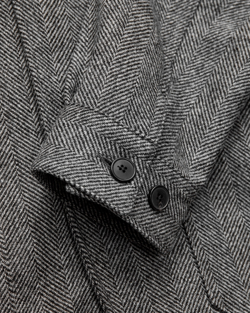 Labura Herringbone Wool Chore Coat in Grey