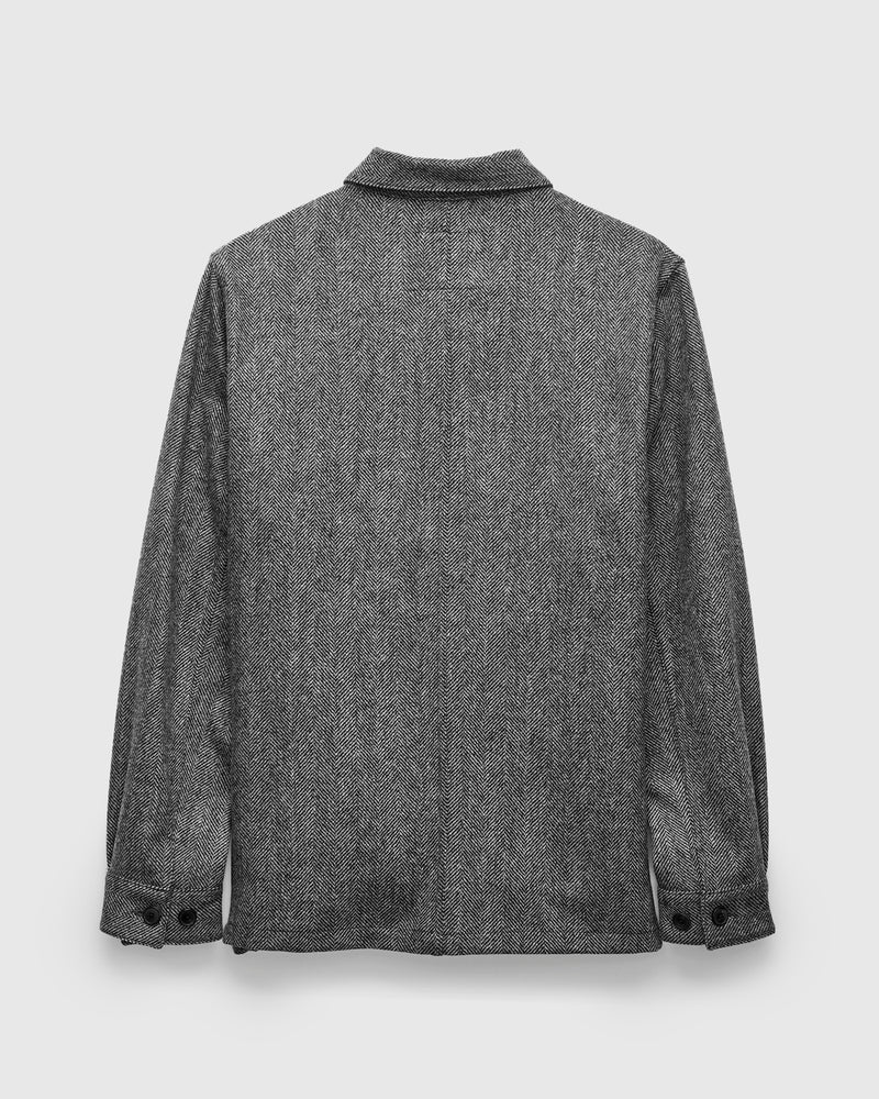 Labura Herringbone Wool Chore Coat in Grey