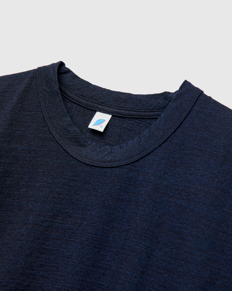 Yarn Dyed Knit T-Shirt in Dark Indigo