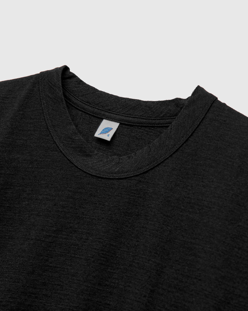 Yarn Dyed Knit T-Shirt in Black Indigo