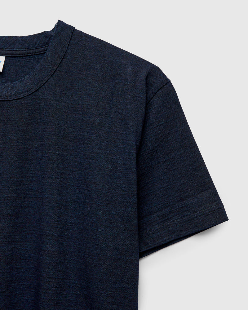 Yarn Dyed Knit T-Shirt in Dark Indigo