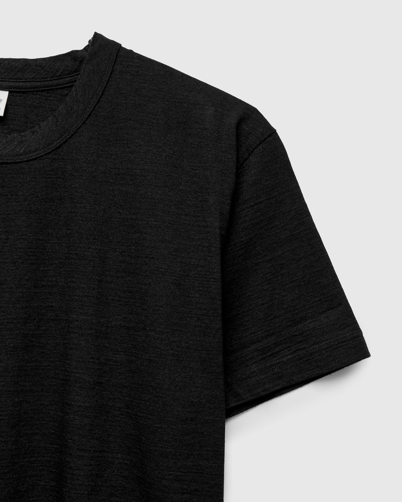 Yarn Dyed Knit T-Shirt in Black Indigo