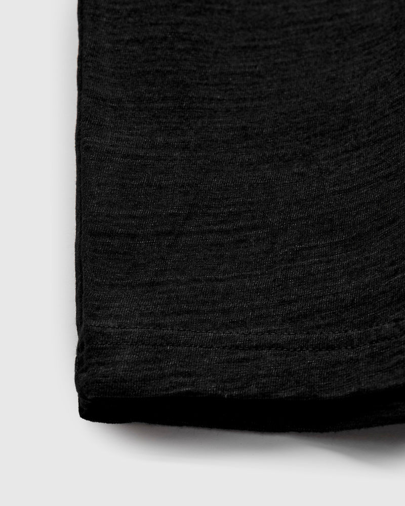 Yarn Dyed Knit T-Shirt in Black Indigo