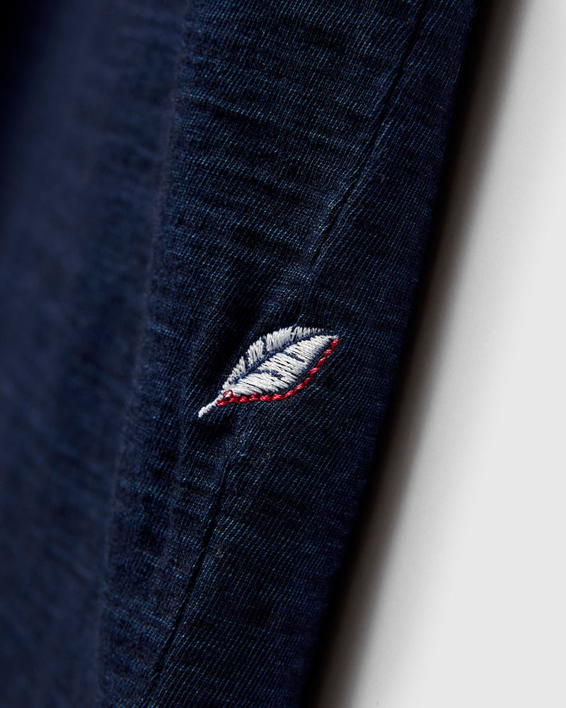 Yarn Dyed Knit T-Shirt in Dark Indigo