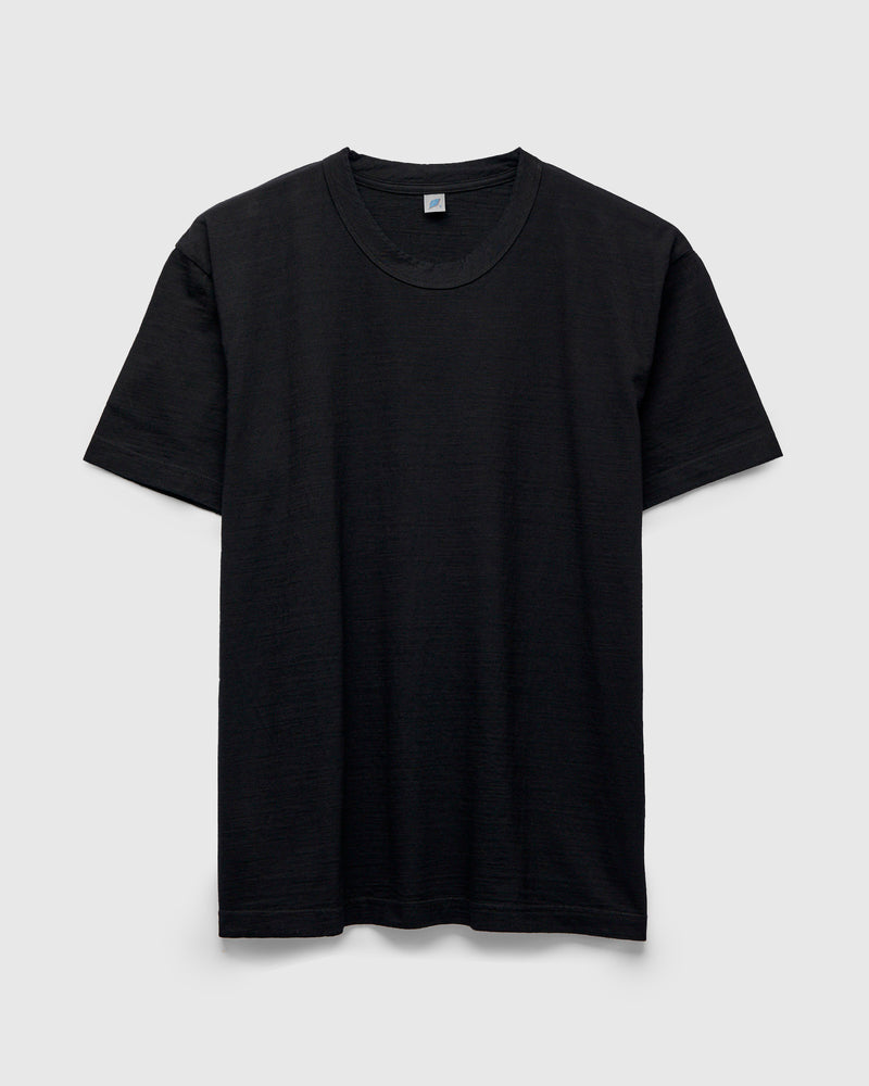 Yarn Dyed Knit T-Shirt in Black Indigo