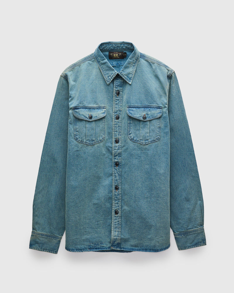 Dockman HBT Workshirt in Faded Indigo