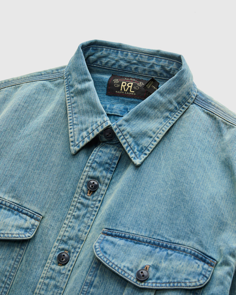Dockman HBT Workshirt in Faded Indigo