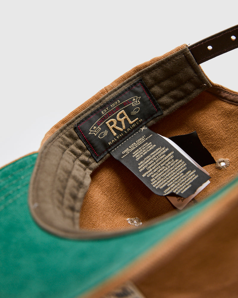 Double RL & Co. Canvas Sportsman Cap in Tan