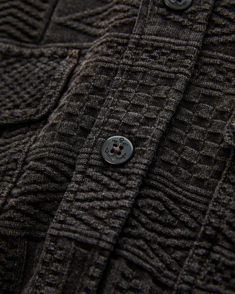 Julius Jacquard Workshirt in Black Indigo