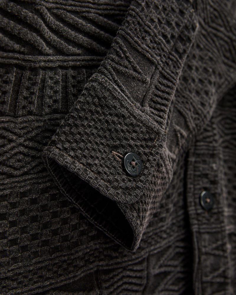 Julius Jacquard Workshirt in Black Indigo