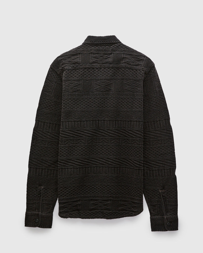Julius Jacquard Workshirt in Black Indigo