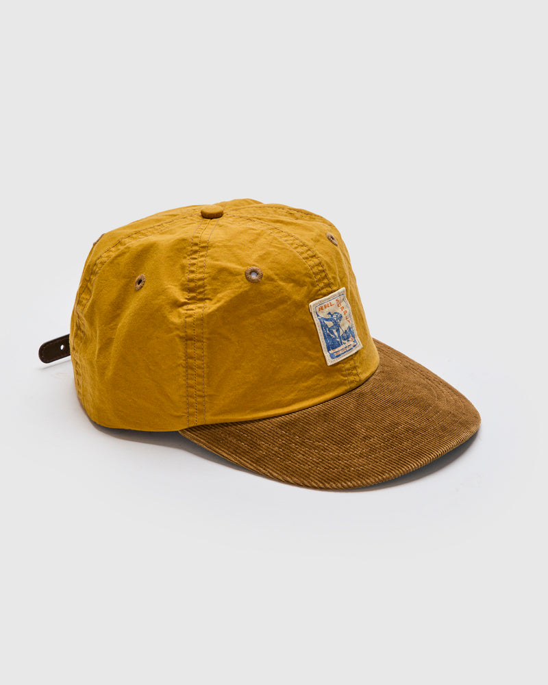 Mountaineering Oil Cloth Sportsman Cap in Mustard