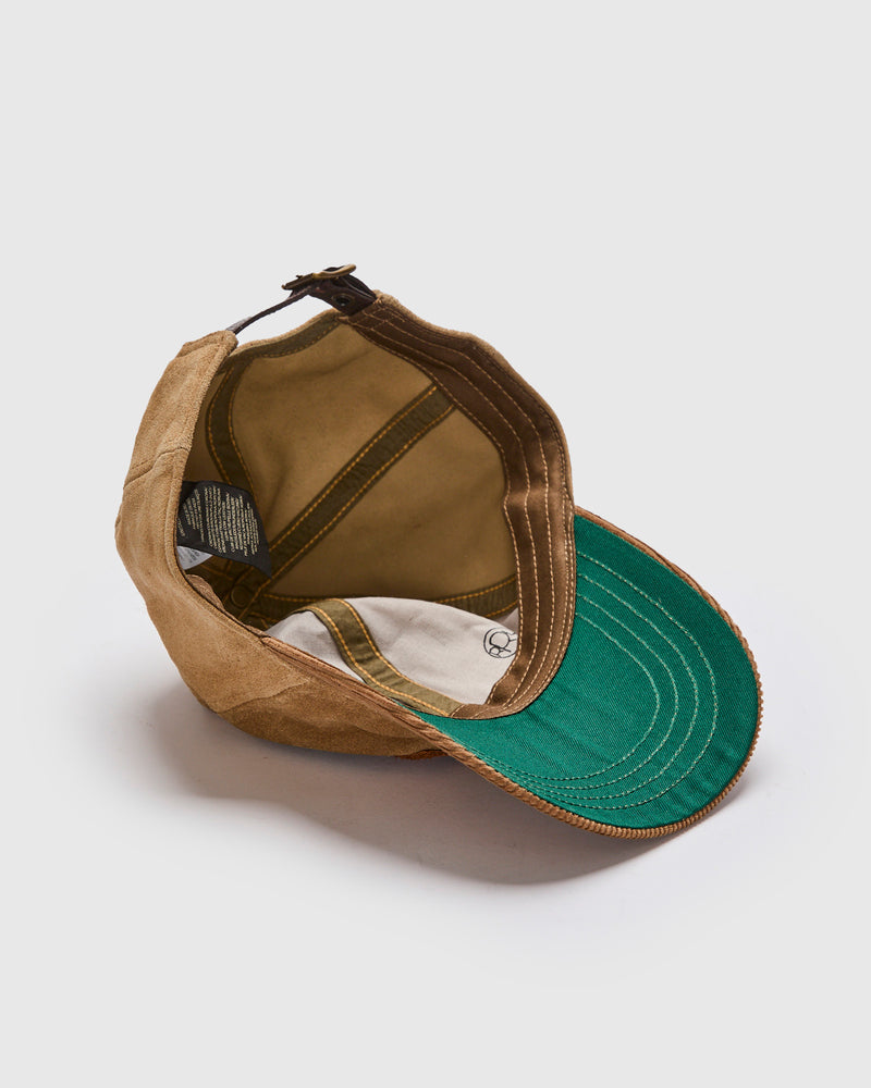 Ranch Logo Roughout Suede Cap in Tan