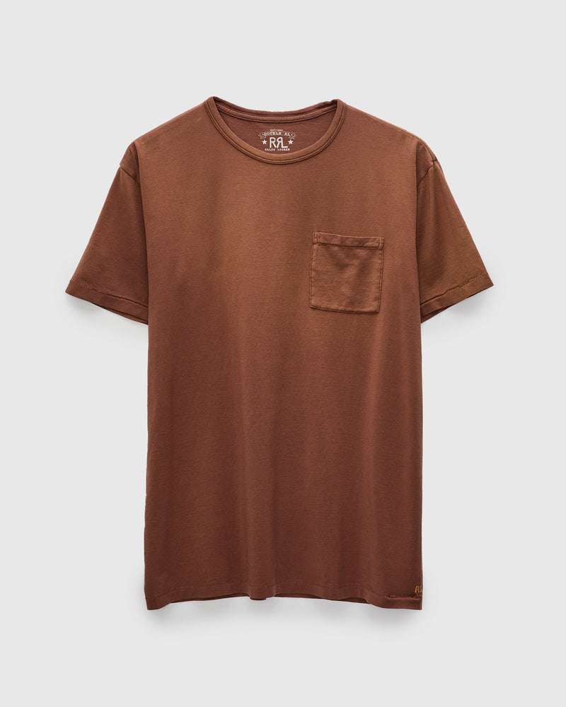 Vintage Knit Pocket T-Shirt in Chocolate