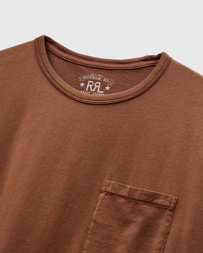 Vintage Knit Pocket T-Shirt in Chocolate