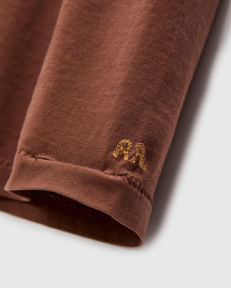 Vintage Knit Pocket T-Shirt in Chocolate