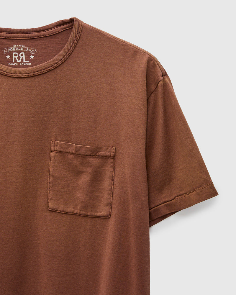 Vintage Knit Pocket T-Shirt in Chocolate
