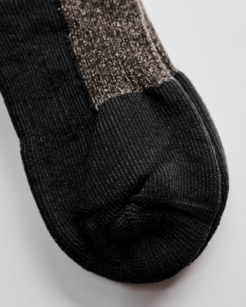 Deep Toe Capped Wool Sock in Black