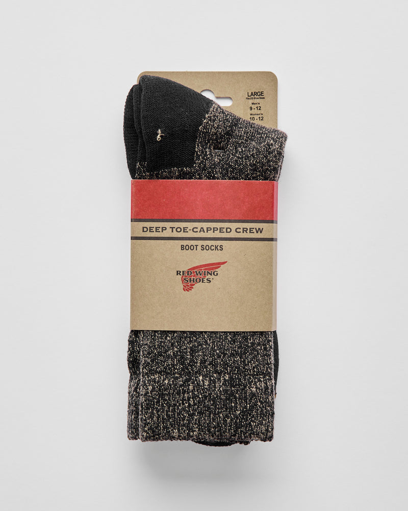 Deep Toe Capped Wool Sock in Black