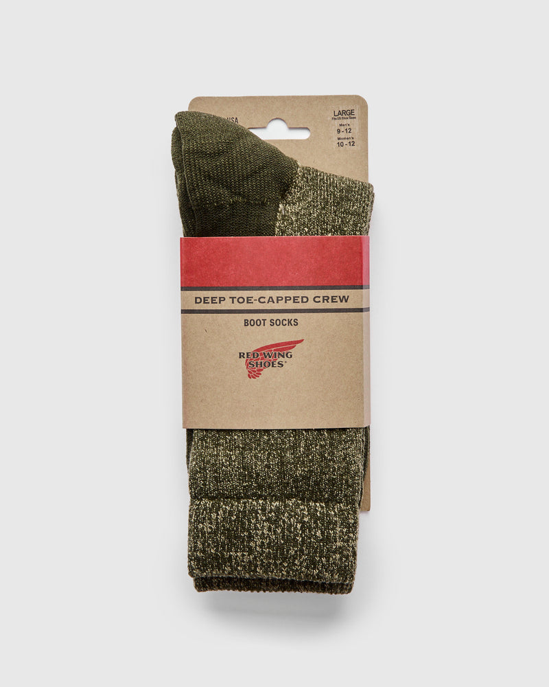 Deep Toe Capped Wool Sock in Olive