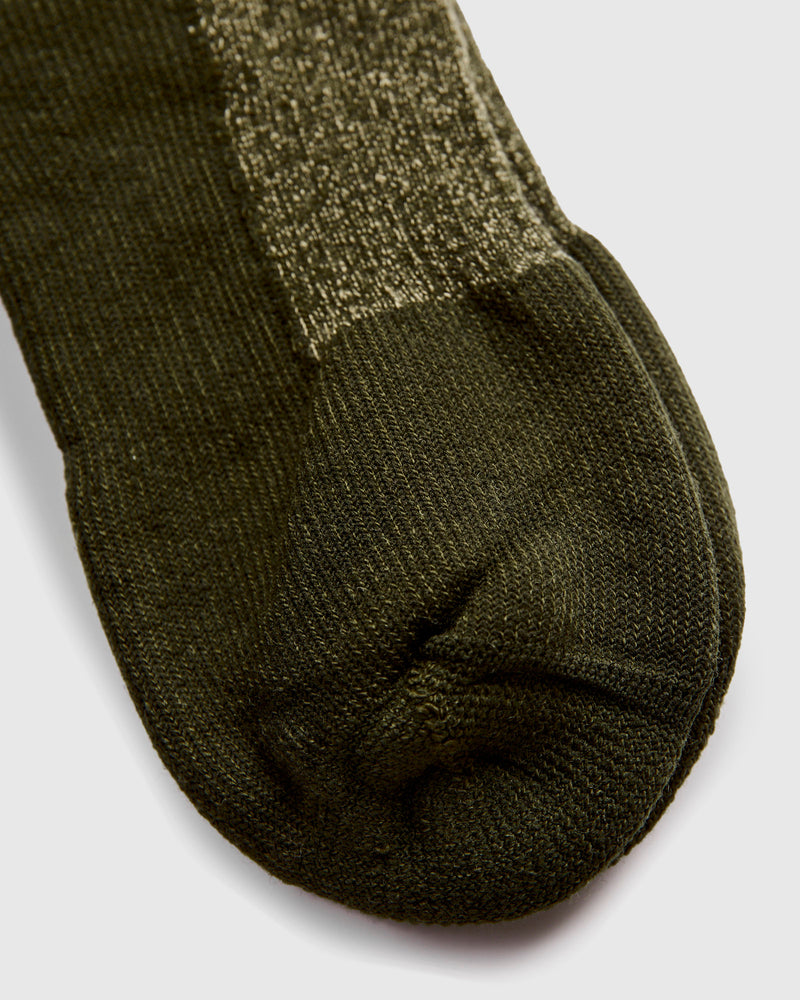 Deep Toe Capped Wool Sock in Olive