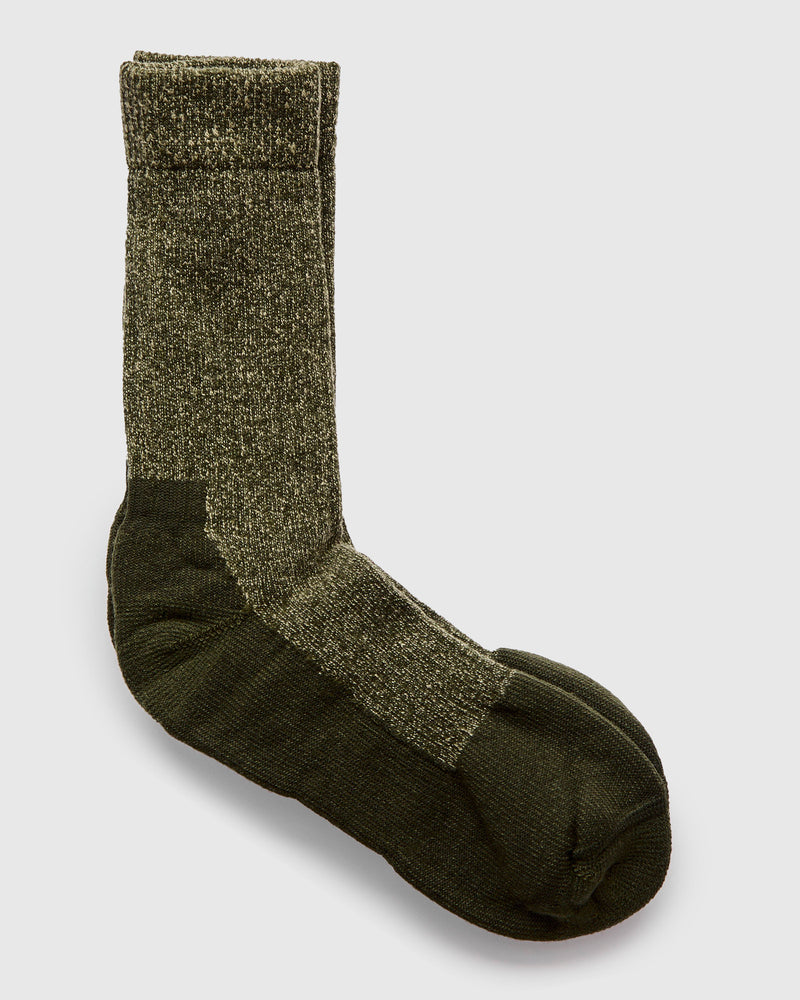 Deep Toe Capped Wool Sock in Olive