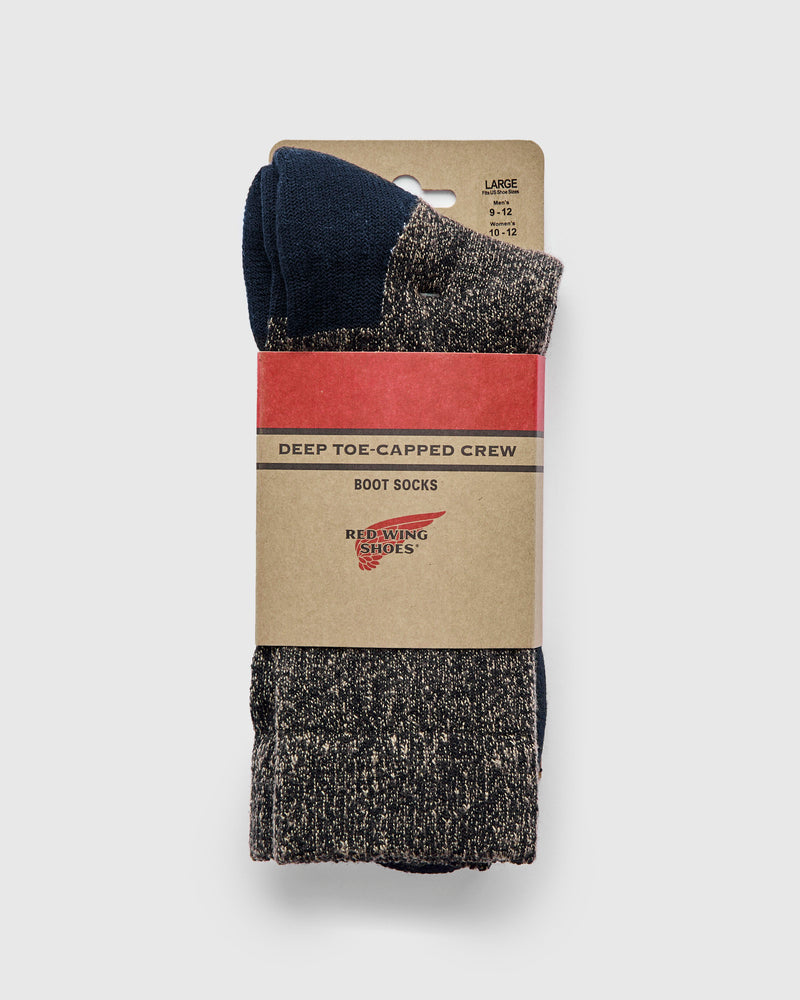 Deep Toe Capped Wool Sock in Navy
