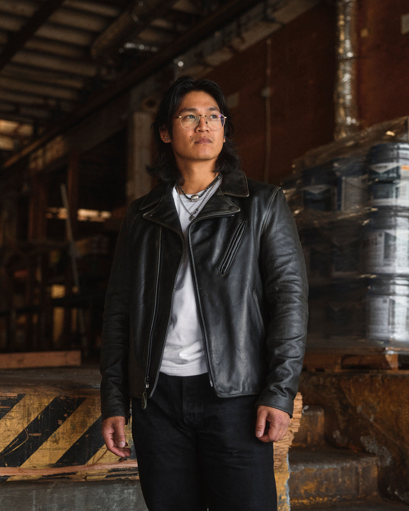 533 Pullup Cowhide Perfecto Jacket in Matte Black