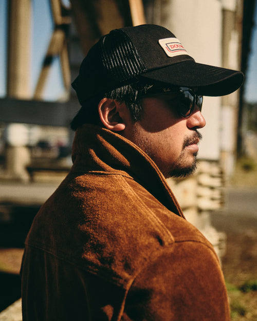 375 Rough Out Cowhide Trucker Jacket in Saddle