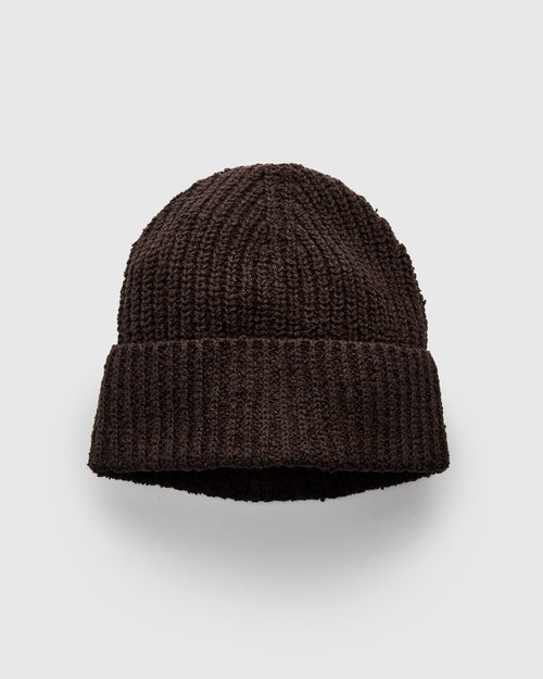 Cotton Watch Cap in Bark Boucle