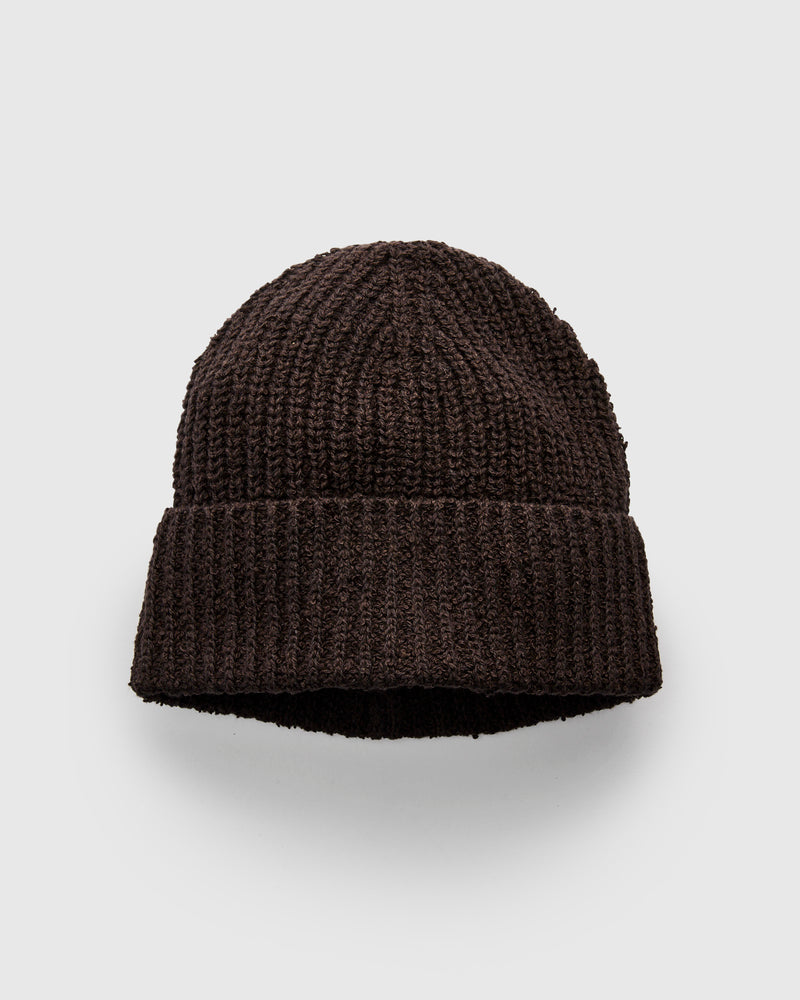Cotton Watch Cap in Bark Boucle