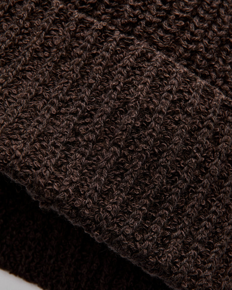 Cotton Watch Cap in Bark Boucle