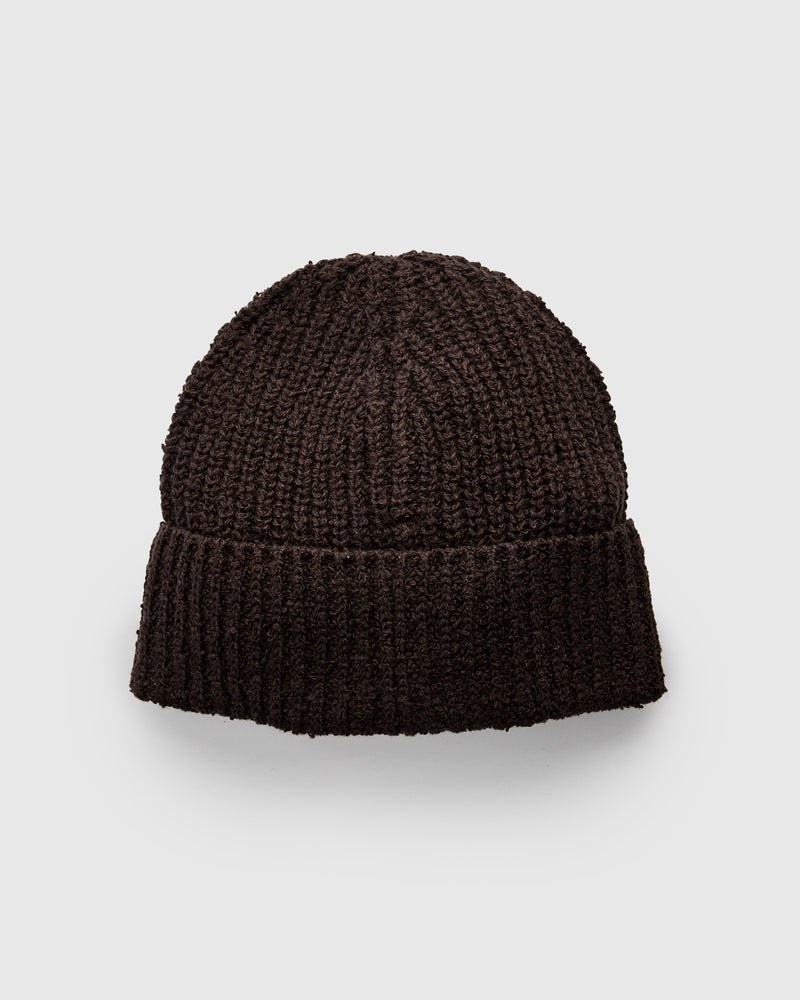 Cotton Watch Cap in Bark Boucle