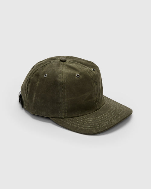 Waxed Canvas Baseball Cap in Olive