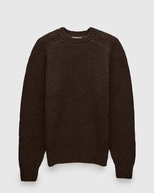 Cotton Crewneck Sweater in Bark Boucle