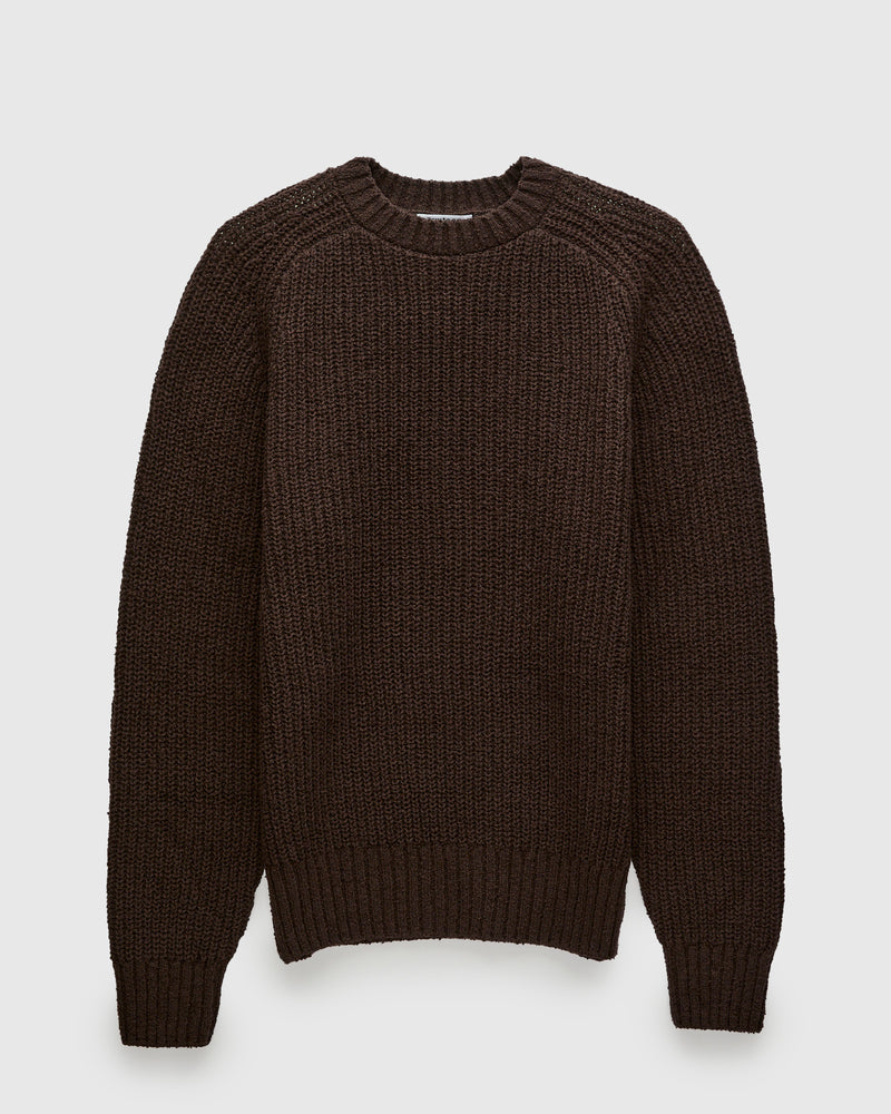 Cotton Crewneck Sweater in Bark Boucle