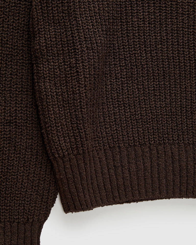 Cotton Crewneck Sweater in Bark Boucle