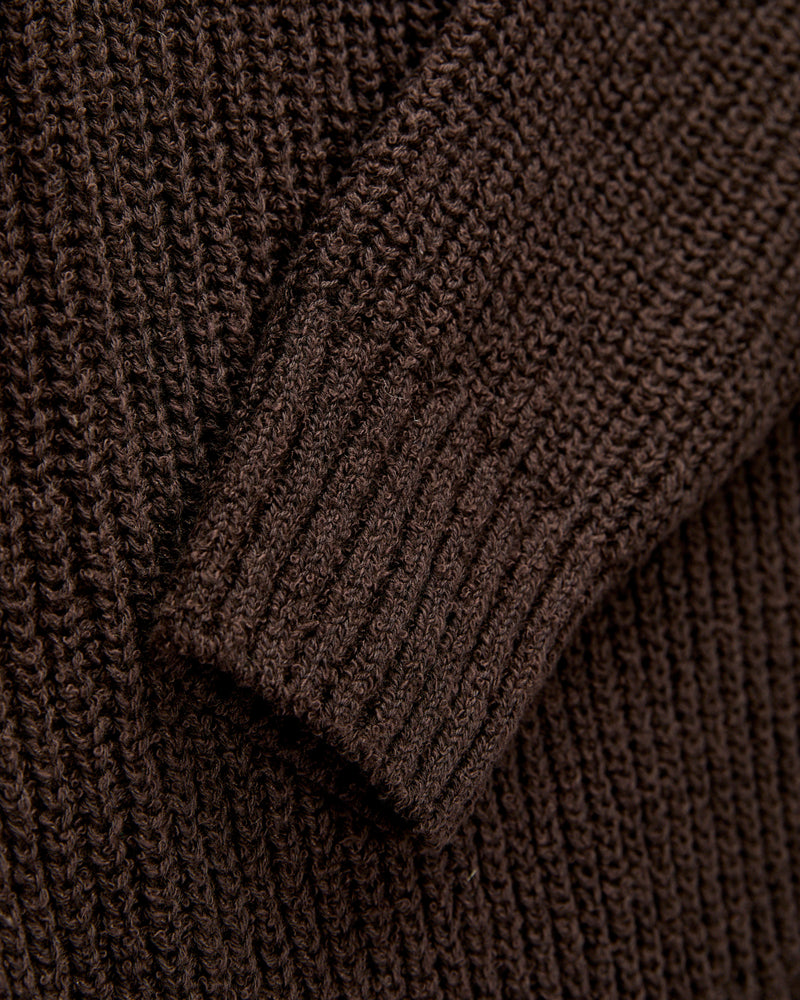 Cotton Crewneck Sweater in Bark Boucle