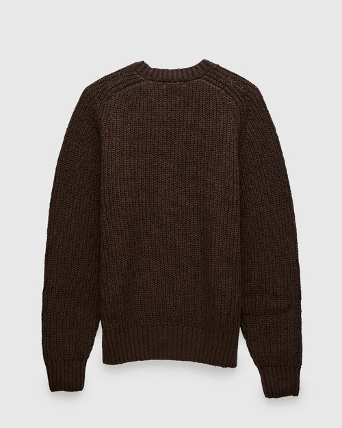 Cotton Crewneck Sweater in Bark Boucle
