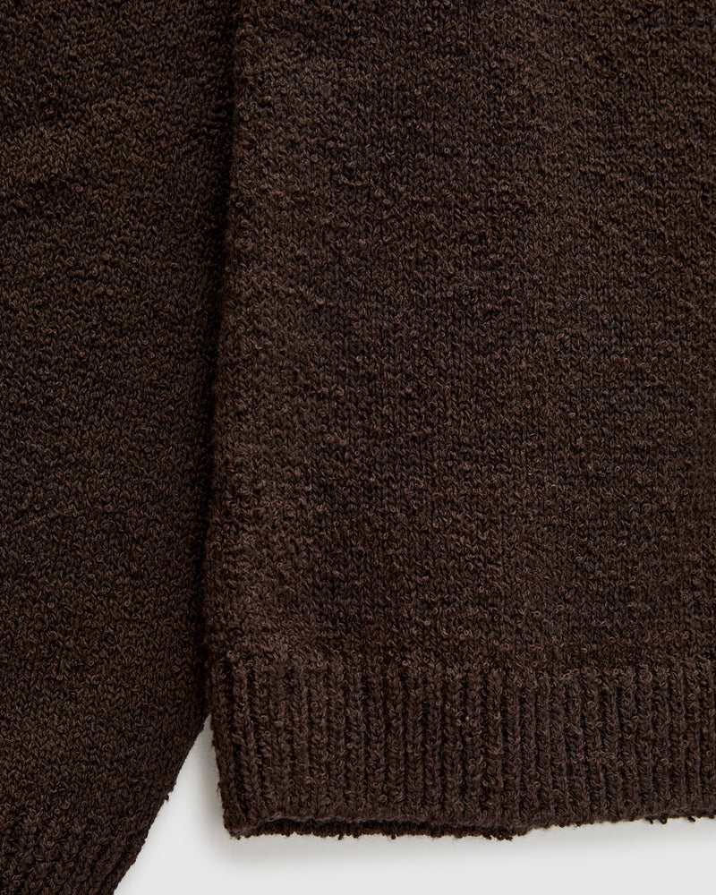 Long Sleeve Knit Polo in Bark Boucle