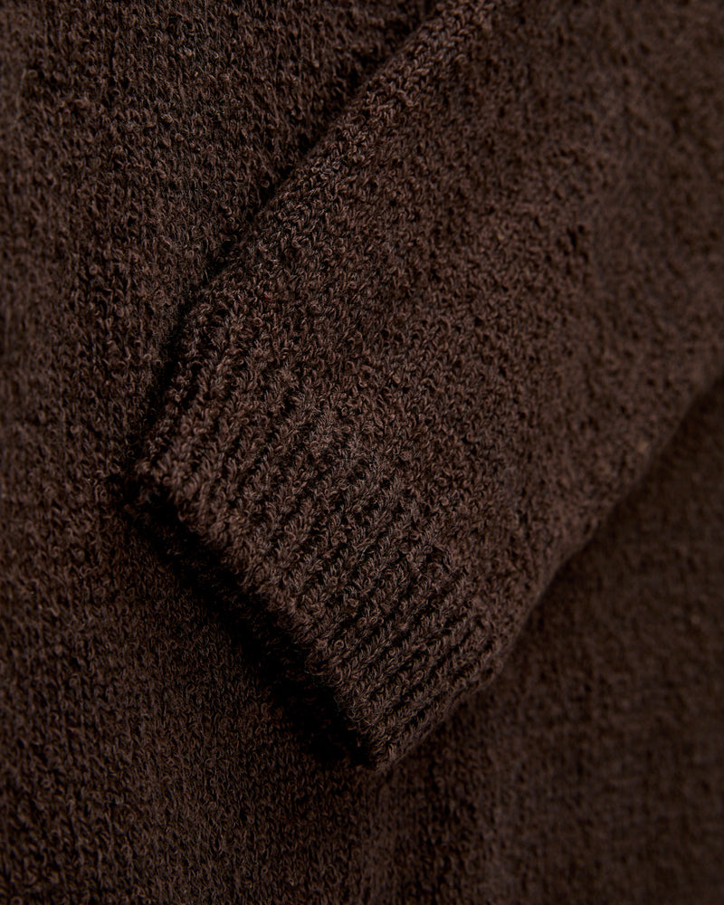 Long Sleeve Knit Polo in Bark Boucle
