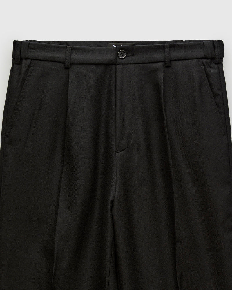 Pleated Trouser in Black Wool