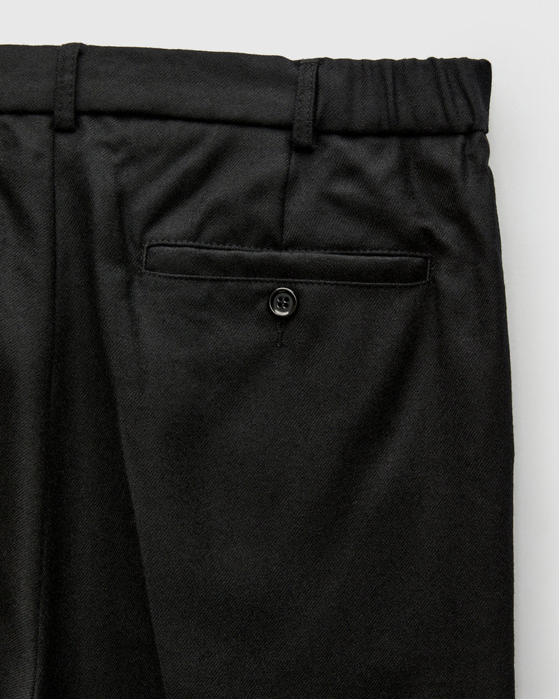 Pleated Trouser in Black Wool